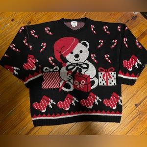 Vintage Christmas Teddy Bear Sweater, Women’s 20W/40